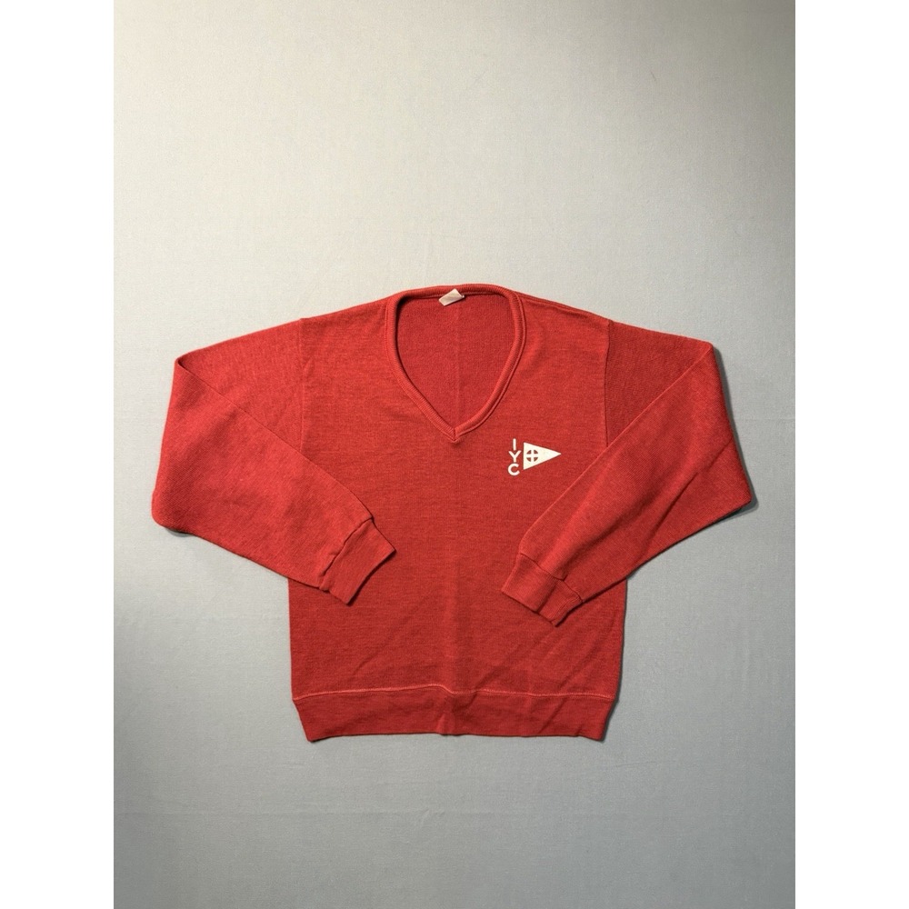 Vintage Champions 70s Knit Vneck Sweater Red Small